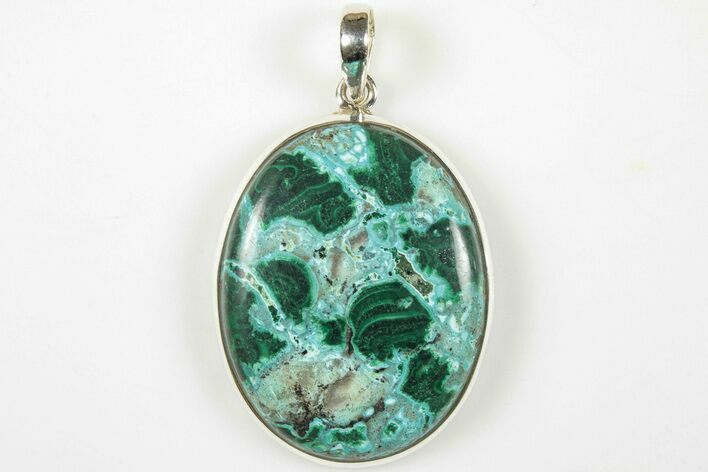 Vibrant Malachite & Chrysocolla Pendant - Sterling Silver #205810